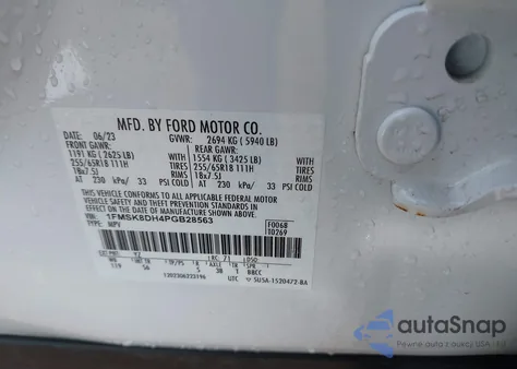 2023 Ford Explorer Xlt from USA, damaged, VIN 1FMSK8DH4PGB28563